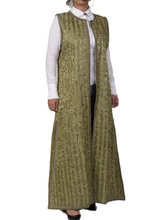 Load image into Gallery viewer, Cotton Embroidered Calligraphy embroided Maxi Vest, Sleeveless, Open Front
