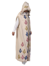 Lade das Bild in den Galerie-Viewer, Elegant Embroidered Cotton Sleeveless Hooded Cloak, Full Length, Multicoloured (One size)
