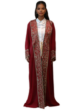 Load image into Gallery viewer, Chiffon Embroidered Abaya with Metallic Thread Detailing
