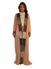 Load image into Gallery viewer, Chiffon Embroidered Abaya with Metallic Thread Detailing
