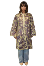 Load image into Gallery viewer, Silk Embroidered Chiffon Jacket, Floral Pattern in Gold Thread, Front Open Style
