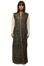 Load image into Gallery viewer, Cotton Embroidered Calligraphy embroided Maxi Vest, Sleeveless, Open Front
