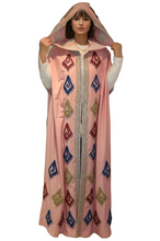 Lade das Bild in den Galerie-Viewer, Elegant Embroidered Cotton Sleeveless Hooded Cloak, Full Length, Multicoloured (One size)
