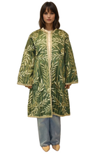 Load image into Gallery viewer, Silk Embroidered Chiffon Jacket, Floral Pattern in Gold Thread, Front Open Style
