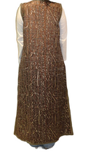 Load image into Gallery viewer, Cotton Embroidered Calligraphy embroided Maxi Vest, Sleeveless, Open Front
