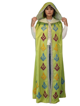 Lade das Bild in den Galerie-Viewer, Elegant Embroidered Cotton Sleeveless Hooded Cloak, Full Length, Multicoloured (One size)
