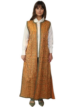 Load image into Gallery viewer, Cotton Embroidered Calligraphy embroided Maxi Vest, Sleeveless, Open Front
