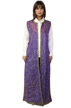 Load image into Gallery viewer, Cotton Embroidered Calligraphy embroided Maxi Vest, Sleeveless, Open Front
