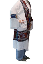 Lade das Bild in den Galerie-Viewer, Multicolored Geometric Embroidered Chiffon Kimono with Fringe Details(one size)
