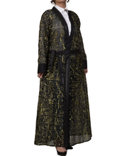 Lade das Bild in den Galerie-Viewer, Luxury Long sleeve black chiffon Abaya Calligraphy embroided
