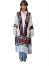 Lade das Bild in den Galerie-Viewer, Multicolored Geometric Embroidered Chiffon Kimono with Fringe Details(one size)
