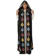 Lade das Bild in den Galerie-Viewer, Elegant Embroidered Cotton Sleeveless Hooded Cloak, Full Length, Multicoloured (One size)
