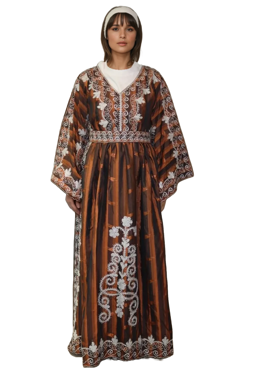 Embroidered Abaya, Full Length, Wide Sleeves.