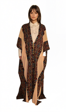 Load image into Gallery viewer, Embroidered Cotton-Silk Abaya with Geometric Pattern, Metallic Threads, White Sides
